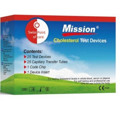 Mission® Cholesterol 3 in 1 Teststrips 25 stuks + 25 capillairen